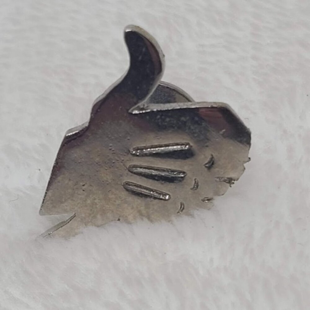 Hand Glove Thumbs Up Lapel Pin Silver Tone Metal - Picture 3 of 6